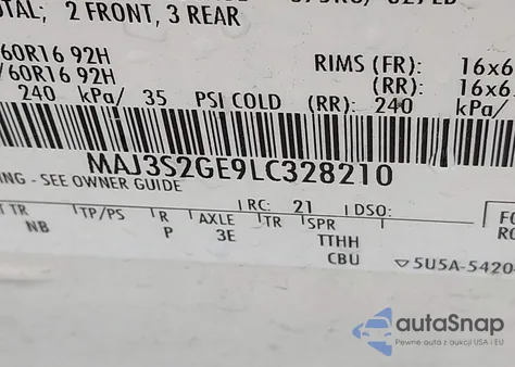 2020 Ford Ecosport Se z USA, uszkodzony, nr VIN MAJ3S2GE9LC328210